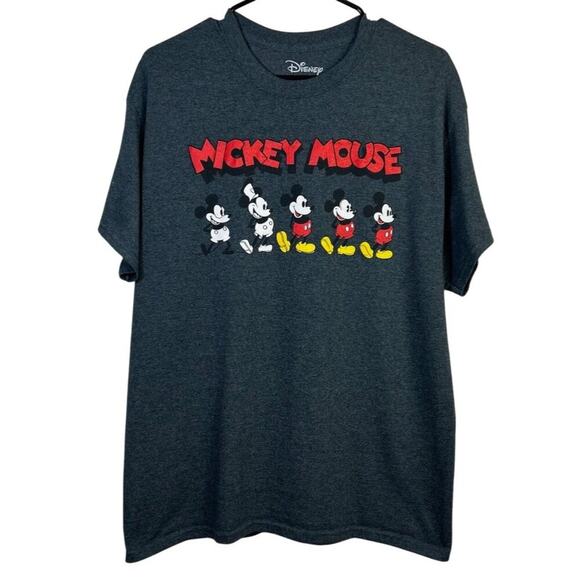 Disney Mickey Mouse Evolution Graphic T-Shirt Charcoal Gray L - Picture 2 of 7